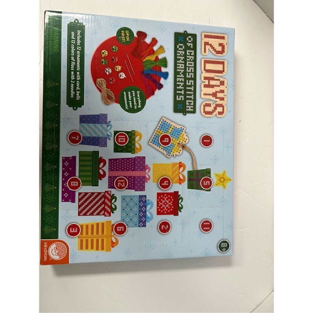 Mindware 12 days of Christmas cross stitch ornaments advent calendar